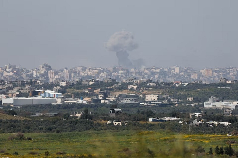 smoke rises over gaza following an explosion as seen from israel march 27 2024 photo reuters