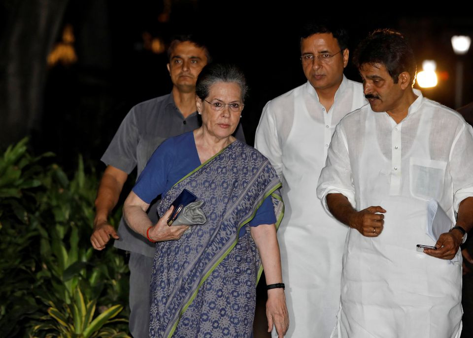 sonia gandhi leader of india s main opposition congress party arrives to attend a congress working committee cwc meeting in new delhi india august 10 2019 photo reuters