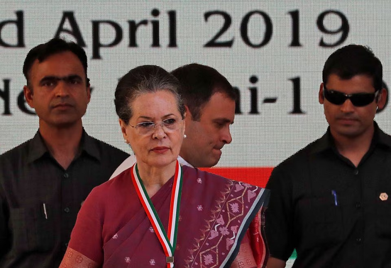 sonia gandhi arrives to release her party s election manifesto for the april may general election in new delhi india april 2 2019 photo reuters
