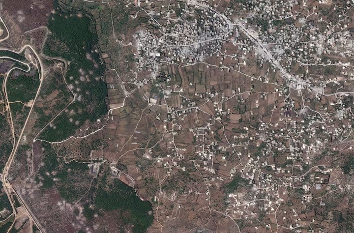 A satellite image shows damage in the Lebanese village of Aita al-Shaab near the Israeli border, following months of ongoing cross-border hostilities between Hezbollah and Israeli forces, in Lebanon, June 5, 2024. PHOTO: REUTERS