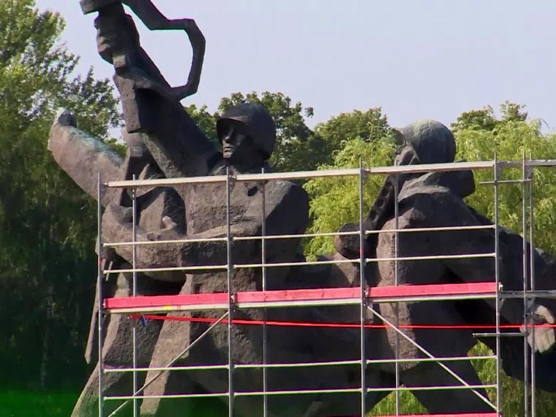 the statue in the capital riga was built in 1985 when latvia was still part of the soviet union photo courtesy euro news