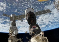 the soyuz ms 23 spacecraft l carrying roscosmos cosmonauts sergey prokopyev dmitry petelin and nasa astronaut frank rubio september 27 2023 photo reuters