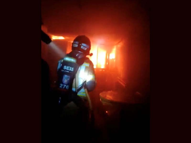 firefighters work to control flames inside a nightclub in murcia spain october 1 2023 in this screen grab obtained from a handout video photo reuters