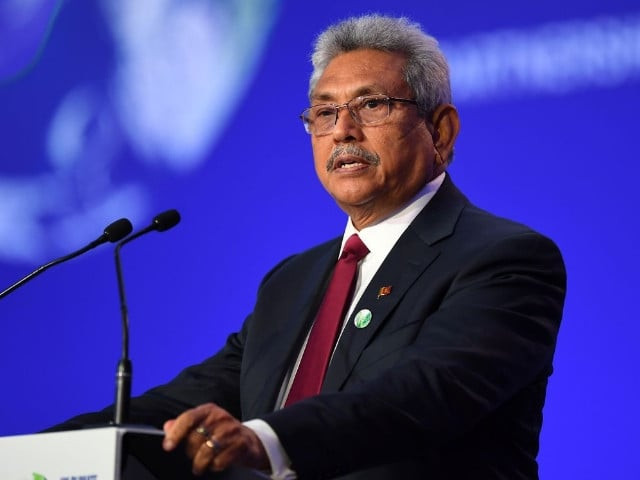 sri lanka s president gotabaya rajapaksa presents his national statement as a part of the world leaders summit at the un climate change conference cop26 in glasgow scotland britain november 1 2021 andy buchanan pool via reuters sri lanka s president gotabaya rajapaksa presents his national statement as a part of the world leaders summit at the un climate change conference cop26 in glasgow scotland britain november 1 2021 andy buchanan pool via reuters