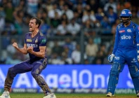 kolkata knight riders mitchell starc l celebrates after his team s win against mumbai indians in the ipl photo afp