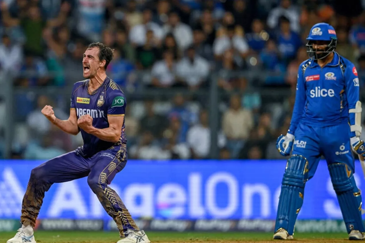 kolkata knight riders mitchell starc l celebrates after his team s win against mumbai indians in the ipl photo afp kolkata knight riders mitchell starc l celebrates after his team s win against mumbai indians in the ipl photo afp