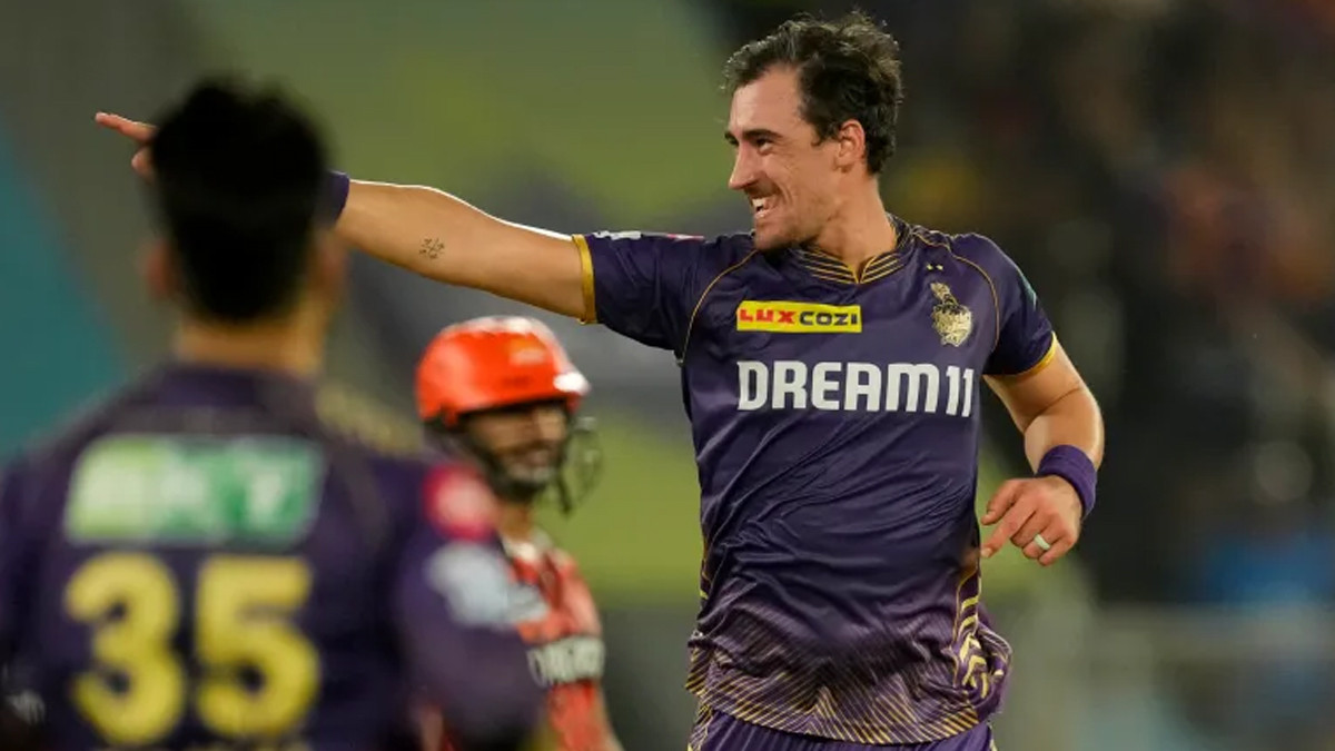 big match player mitchell starc during his player of the match performance for kolkata in the ipl final photo afp