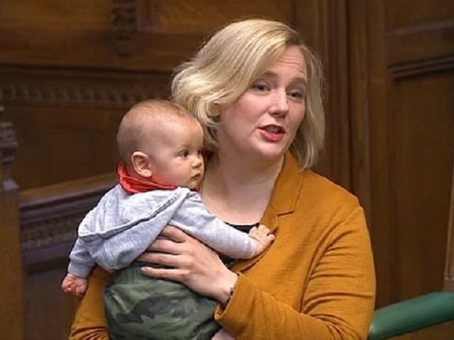 british mp stella creasy with her baby during a parliamentary session photo courtesy metrouk