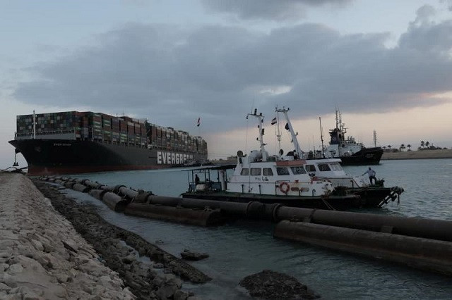 stranded ship ever given one of the world s largest container ships is seen after it ran aground in suez canal egypt march 28 2021 photo reuters