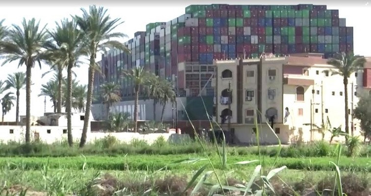 stranded container ship ever given one of the world s largest container ships is seen after it ran aground in suez canal egypt march 25 2021 in this still image taken from a video photo reuters