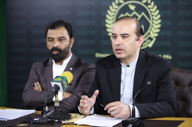 former k p law minister sultan muhammad khan addressing a presser following the cabinet meeting on january 27 2020 photo sultan muhammad khan facebook page