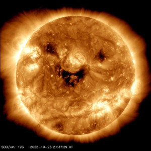 nasa captures image of smiling sun nasa captures image of smiling sun