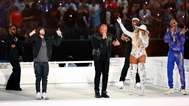 from eminem taking the knee to 2pac tribute highlights from star studded super bowl halftime from eminem taking the knee to 2pac tribute highlights from star studded super bowl halftime