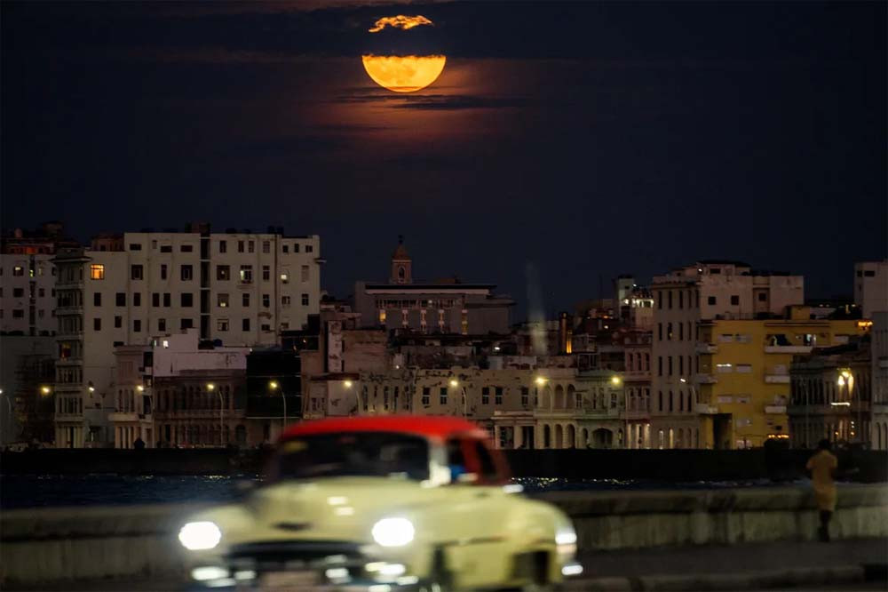 The super blue moon is seen over Havana, Cuba. PHOTO: AFP