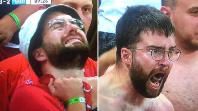 shouting grimacing swiss football fan goes viral shouting grimacing swiss football fan goes viral