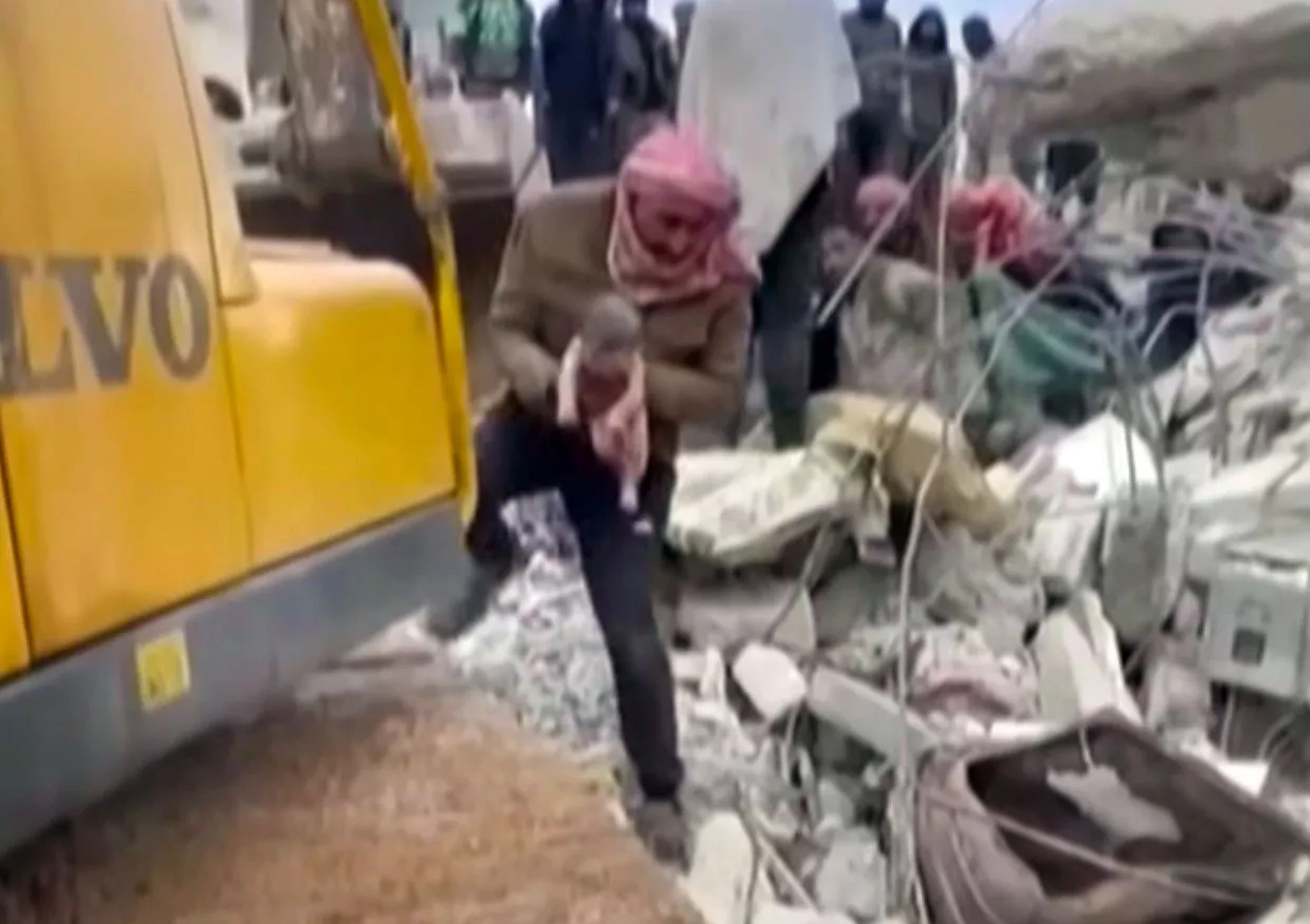 watch newborn pulled alive from syria quake rubble watch newborn pulled alive from syria quake rubble