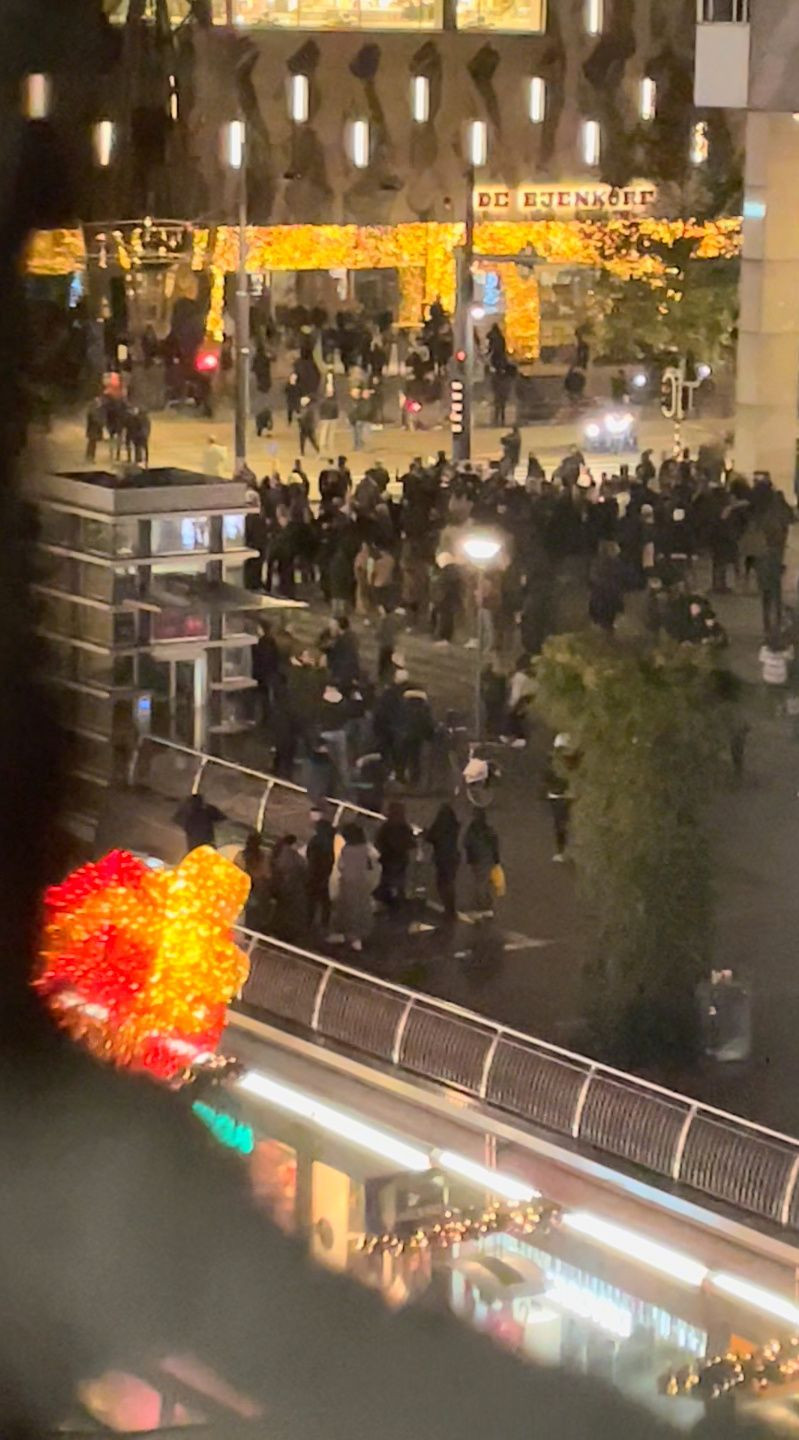 protesters are seen during demonstrations against coronavirus disease covid 19 measures which turned violent in rotterdam netherlands november 19 2021 in this still image obtained from video provided on social media photo reuters