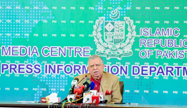 finance minister shaukat tarin addresses a press conference in islamabad on march 9 2022 photo pid finance minister shaukat tarin addresses a press conference in islamabad on march 9 2022 photo pid