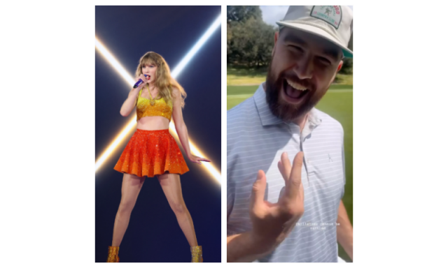 taylor swift dazzles in chiefs colours serenades travis kelce on eras tour in paris