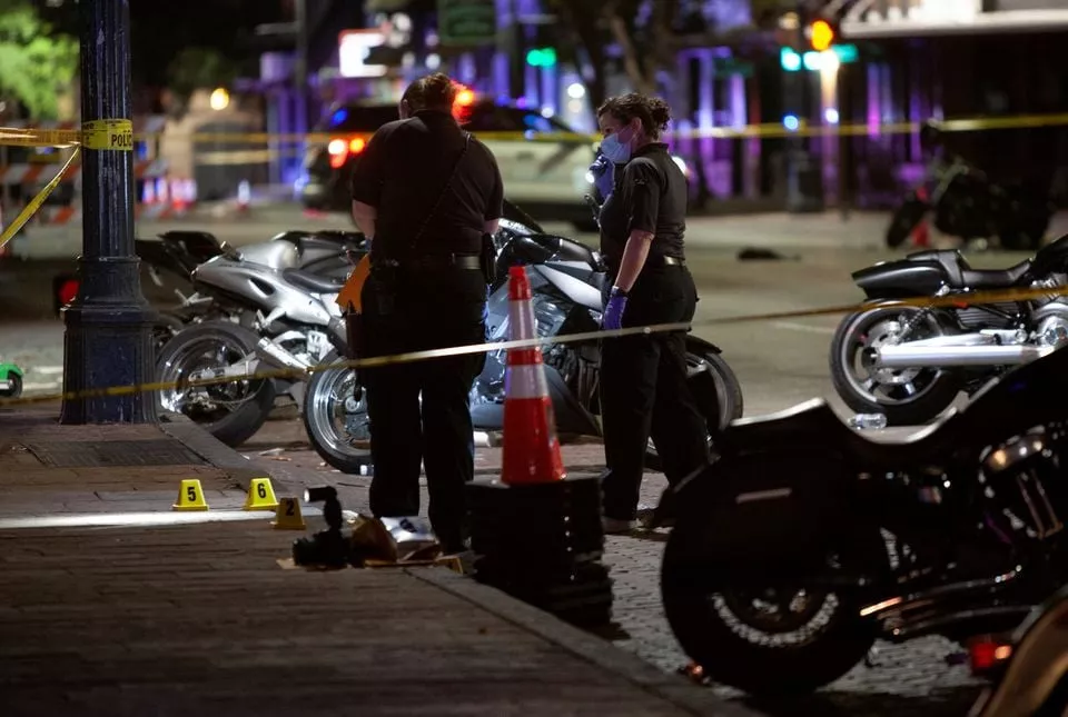 police investigate the scene of a mass shooting in the sixth street entertainment district area of austin texas u s june 12 2021 photo reuters police investigate the scene of a mass shooting in the sixth street entertainment district area of austin texas u s june 12 2021 photo reuters