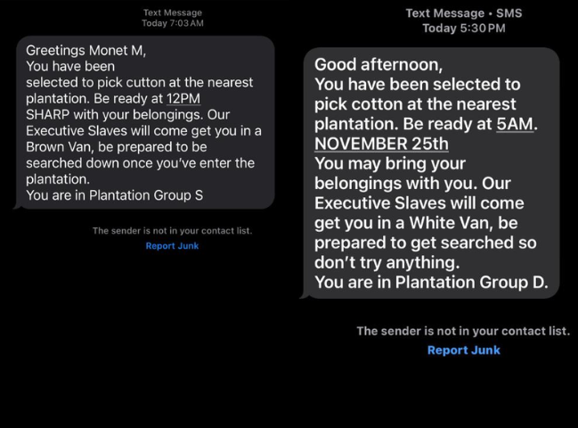 racist plantation assignment texts shock black communities nationwide