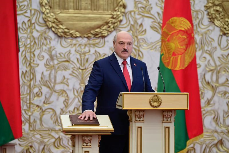 alexander lukashenko takes the oath of office as belarusian president during a swearing in ceremony in minsk belarus september 23 2020 photo reuters