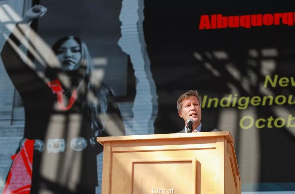 mayor of albuquerque tim keller speaks to the public during an event to mark indigenous peoples day in albuquerque new mexico us october 11 2021 photo reuters file mayor of albuquerque tim keller speaks to the public during an event to mark indigenous peoples day in albuquerque new mexico us october 11 2021 photo reuters file