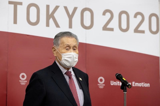 tokyo 2020 olympics organising committee president yoshiro mori announces his resignation as he takes responsibility for his sexist comments at a meeting with council and executive board members at the committee headquarters in tokyo japan february 12 2021 photo reuters