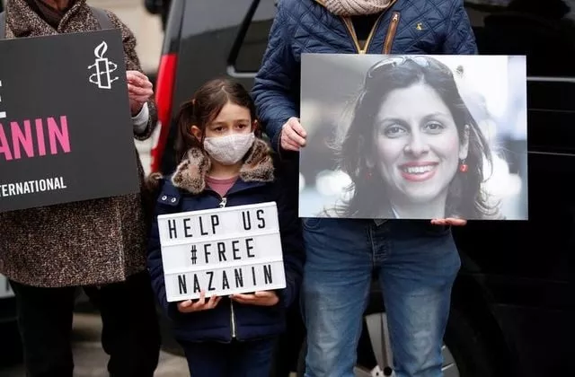 gabriella ratcliffe daughter of british iranian aid worker nazanin zaghari ratcliffe protests outside the iranian embassy in london britain march 8 2021 photo reuters gabriella ratcliffe daughter of british iranian aid worker nazanin zaghari ratcliffe protests outside the iranian embassy in london britain march 8 2021 photo reuters