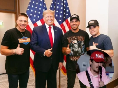 donald trump brings tiktoker bryce hall and nelk boys onstage at las vegas rally