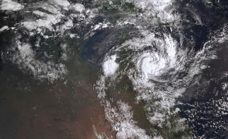 a satellite image taken by the bureau of meteorology on the morning of wednesday shows tropical cyclone jasper as it approaches the queensland coast australia december 13 2023 photo reuters