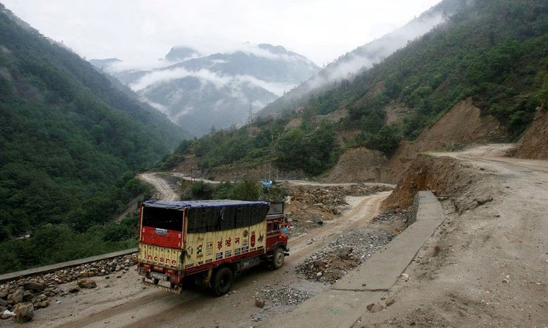 a truck drives along india s tezpur tawang highway which runs to the chinese border in the northeastern indian state of arunachal pradesh photo reuters