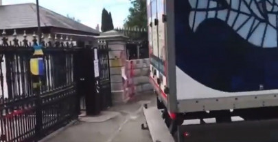watch one held as truck rams gates of russian embassy in dublin watch one held as truck rams gates of russian embassy in dublin