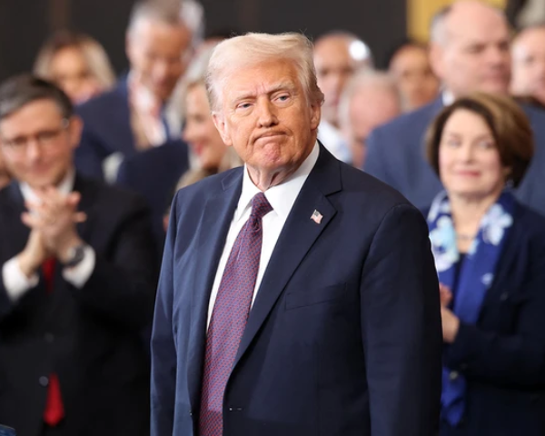 u s president donald trump is applauded after delivering his inaugural address in the rotunda of the capitol building in washington dc on jan 20 2025 photo afp