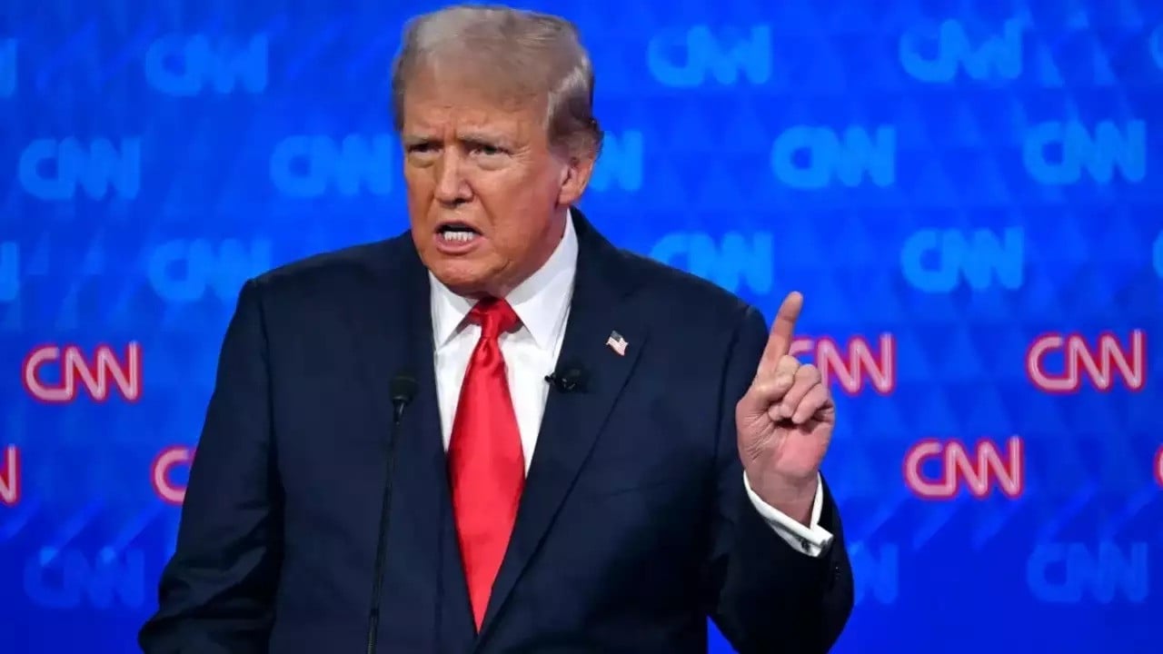 donald trump speaks as he participates in the first presidential debate of the 2024 elections with us president joe biden at cnn s studios in atlanta file photo afp