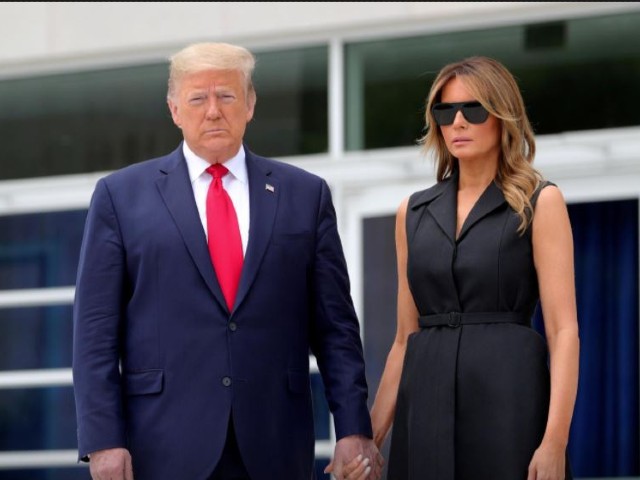 us president donald trump and first lady melania trump hold hands as they visit the saint john paul ii national shrine in washington us june 2 2020 photo reuters file
