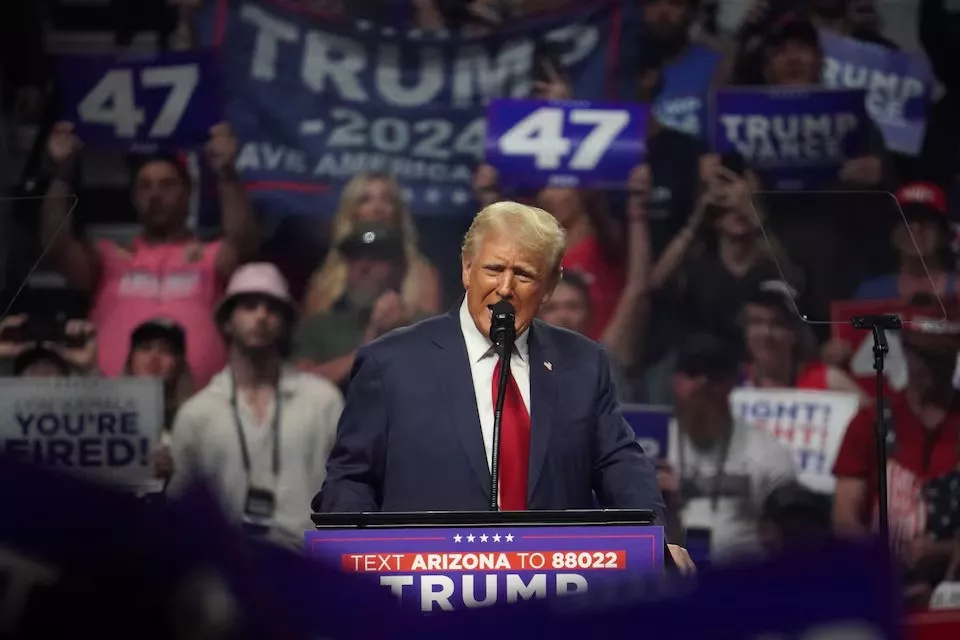 republican presidential nominee and former u s president donald trump speaks at a rally in glendale arizona us on august 23 2024 photo reuters republican presidential nominee and former u s president donald trump speaks at a rally in glendale arizona us on august 23 2024 photo reuters