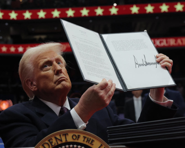 u s president donald trump presents an executive order during the inaugural parade u s january 20 2025 photo reuters