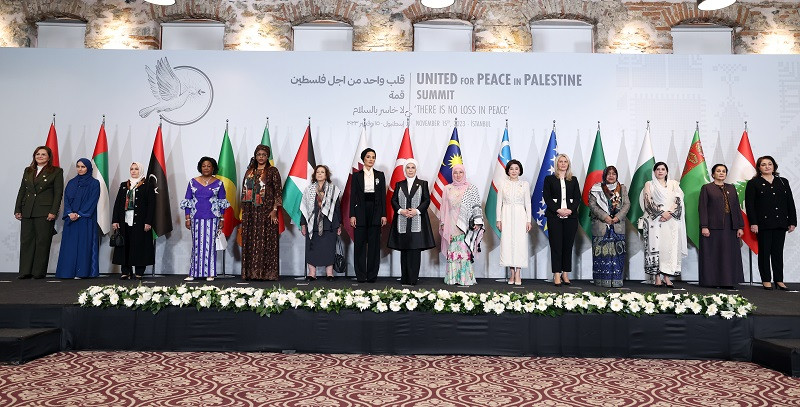 Emine Erdogan hosted the summit 'One Heart for Palestine' with other first spouses from around the world. PHOTO: ANADOLU AGENCY