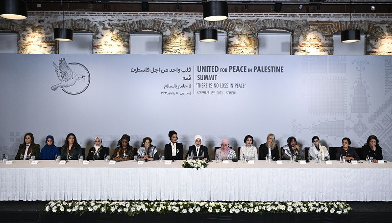 Emine Erdogan hosted the summit 'One Heart for Palestine' with other first spouses from around the world. PHOTO: ANADOLU AGENCY