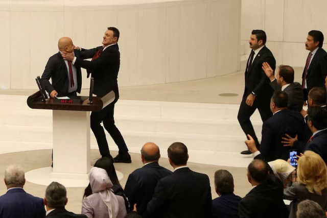 chaos in turkish parliament as mps fight over jailed colleague chaos in turkish parliament as mps fight over jailed colleague