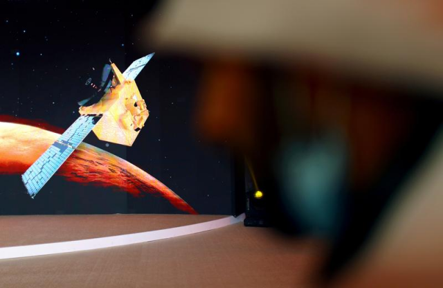 a representation of the hope probe is seen at the mohammed bin rashid space centre ahead of its launch from tanegashima island in japan in dubai july 19 2020 photo reuters a representation of the hope probe is seen at the mohammed bin rashid space centre ahead of its launch from tanegashima island in japan in dubai july 19 2020 photo reuters