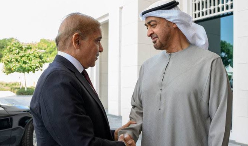 president of the united arab emirates sheikh mohammed bin zayed al nahyan and prime minister shehbaz sharif photo app