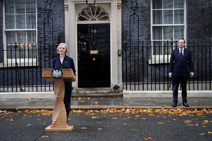 british prime minister liz truss gives statement outside number 10 downing street london britain october 20 2022 photo reuters