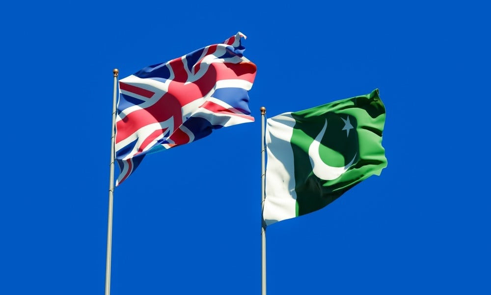 the flags of united kingdom and pakistan photo file