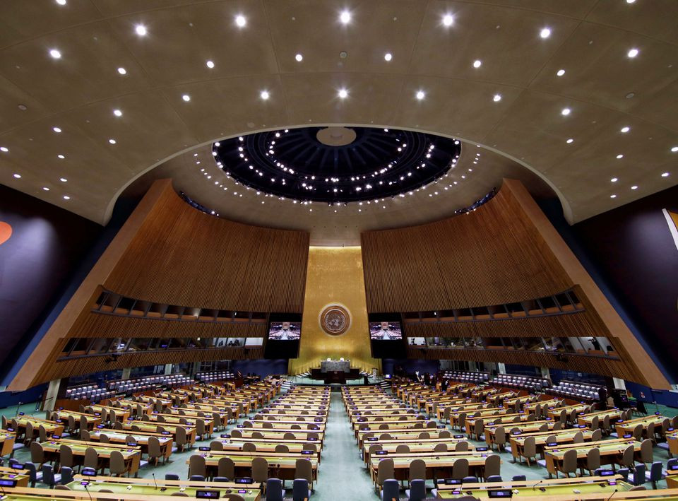 the un general assembly hall is empty before the start of the sdg moment event as part of the un general assembly 76th session general debate at united nations headquarters in new york us september 20 2021 photo reuters file