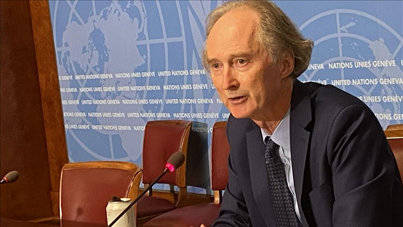 united nations un secretary general s special envoy for syria geir o pedersen makes a statements as he holds a press conference after syrian constitutional committee s third round meeting ended in geneva switzerland on august 29 2020 photo anadolu agency