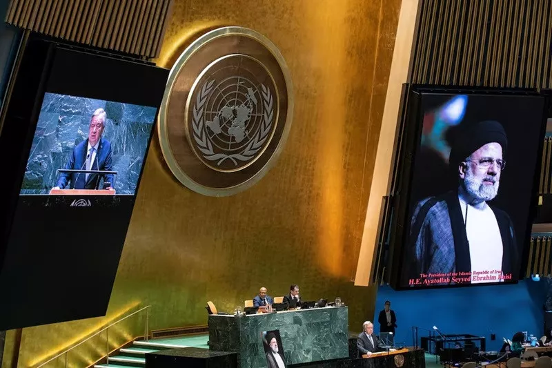 ceremonial tribute to iran s president ebrahim raisi at the un headquarters in new york us may 30 2024 photo reuters ceremonial tribute to iran s president ebrahim raisi at the un headquarters in new york us may 30 2024 photo reuters