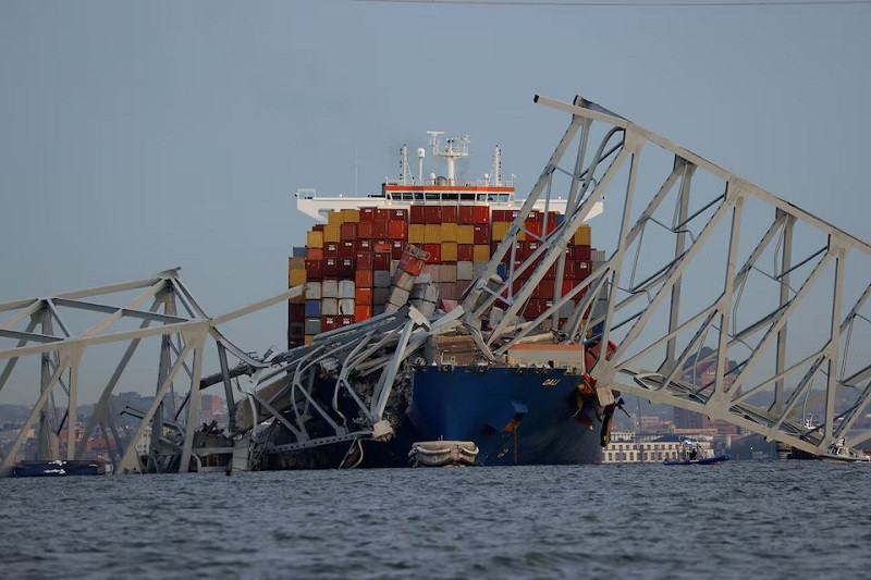 a view of the dali cargo vessel which crashed into the francis scott key bridge in baltimore photo reuters