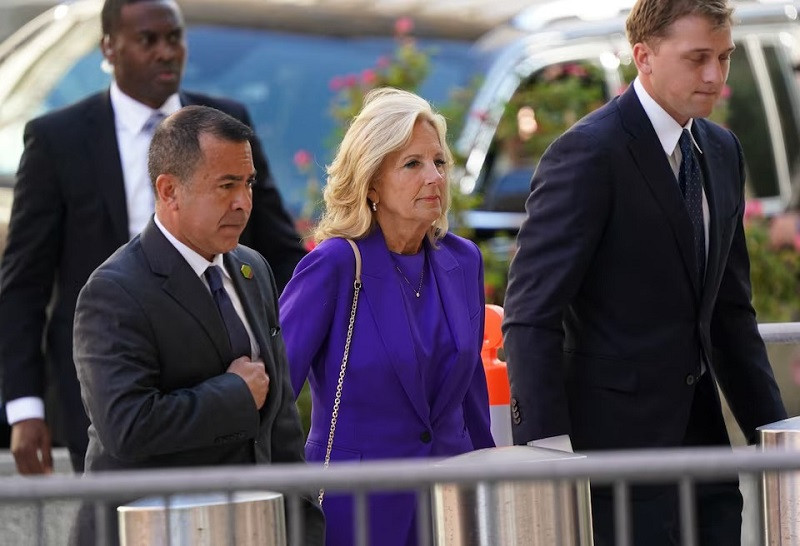 US first lady Jill Biden arrives at the federal court on the opening day of trial of Hunter Biden, son of US President Joe Biden, on criminal gun charges in Wilmington, Delaware, US, June 3, 2024. PHOTO: REUTERS